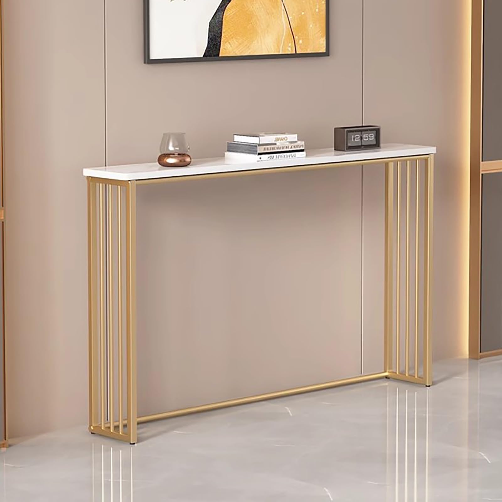 Etagere Radiateur, Table Console D'entrée, Hauteur 75 cm, Idéale comme Table D'appoint Étroite Derrière Un Canapé, pour Un Couloir ou Une Entrée(Gold,100 * 20cm/39 * 8in)