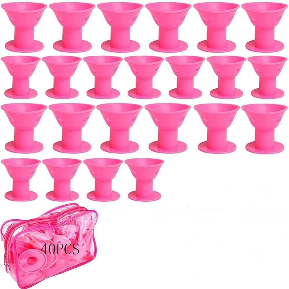 Heatless Hair Curlers, para el pelo Sin Calor Y Sin Daños, Rulos para dormir, Adecuado para cabello corto, cabello largo, cabello fino, cabello ondulado, cabello liso y otros peinados Rosa 2 tamaños