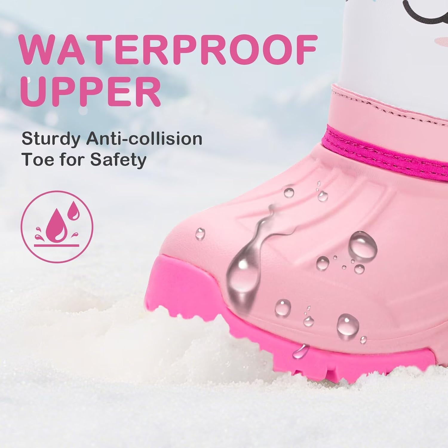 Kids Toddler Winter Snow Boots for Girls Boys Warm Fur Lined Shoes, Children's Cute Waterproof Outdoor Walking Boot