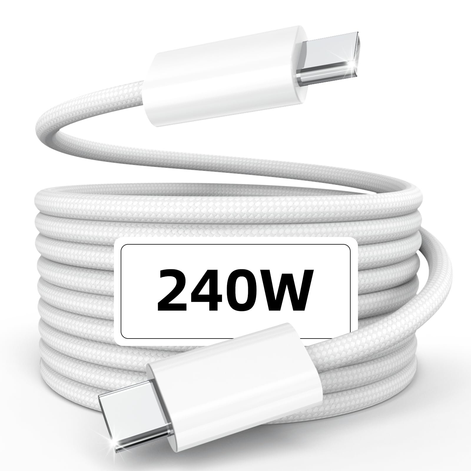Photo 1 of 240W USB C to USB C Cable 6.6ft, Type C Fast Charger Cord Fast Charging for iPhone 17 16 15 Pro Max Plus/Samsung S25 S24/ MacBook/iPad