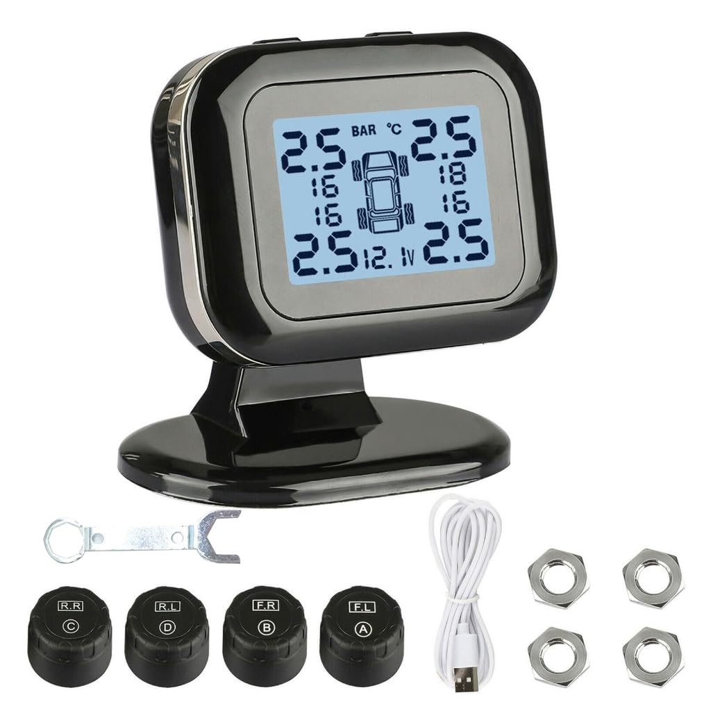 Bezprzewodowy system monitorowania ciśnienia w oponach TPMS Wyświetlacz LCD Czujnik alarmu opon samochodowych