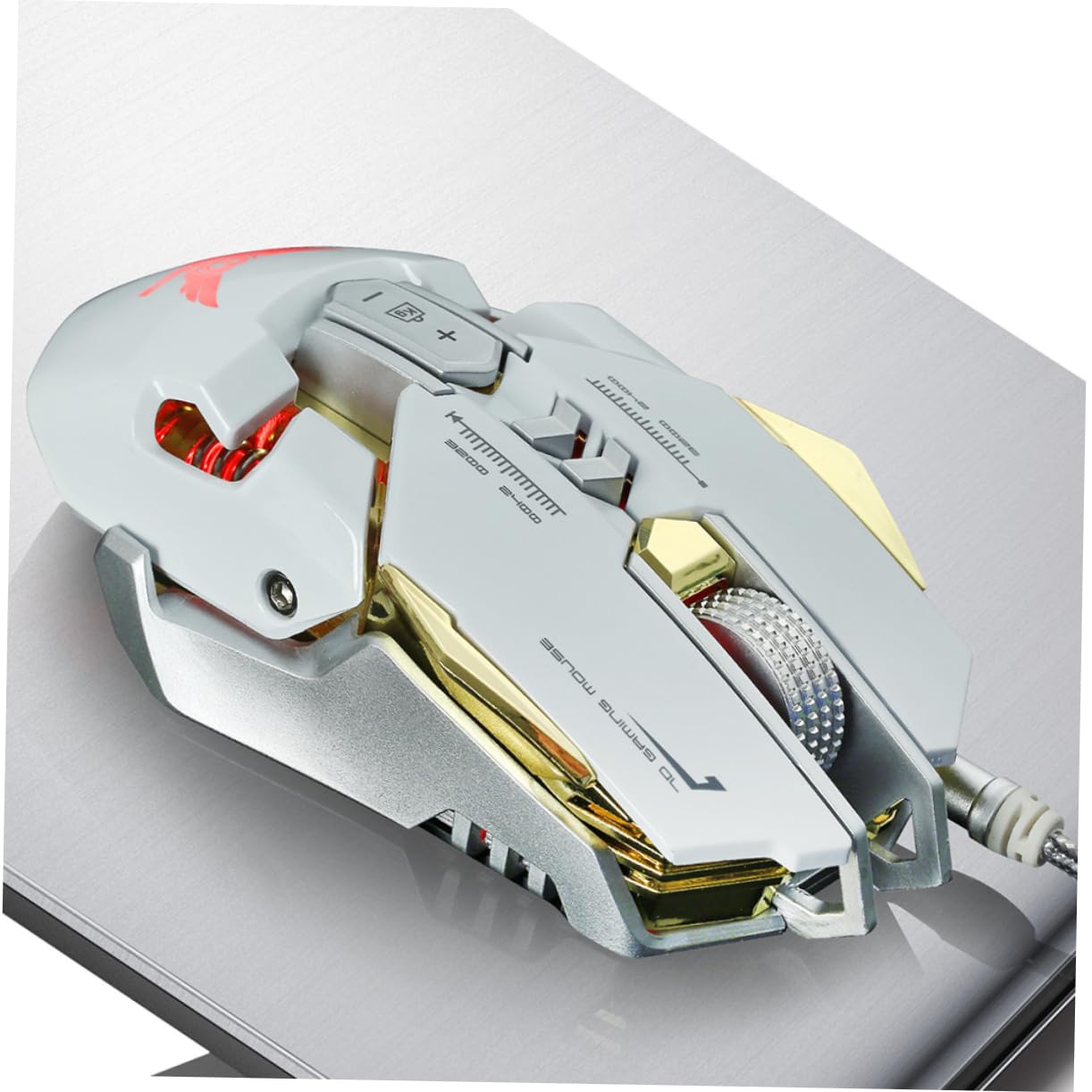 2 pezzi Mouse da gioco silenzioso Gaming ad alte prestazioni RGB Gamer Mouse da gioco for computer Cool Gaming Essential Gaming Mouse da gioco Contrappeso X300 Bianco cablato / 308
