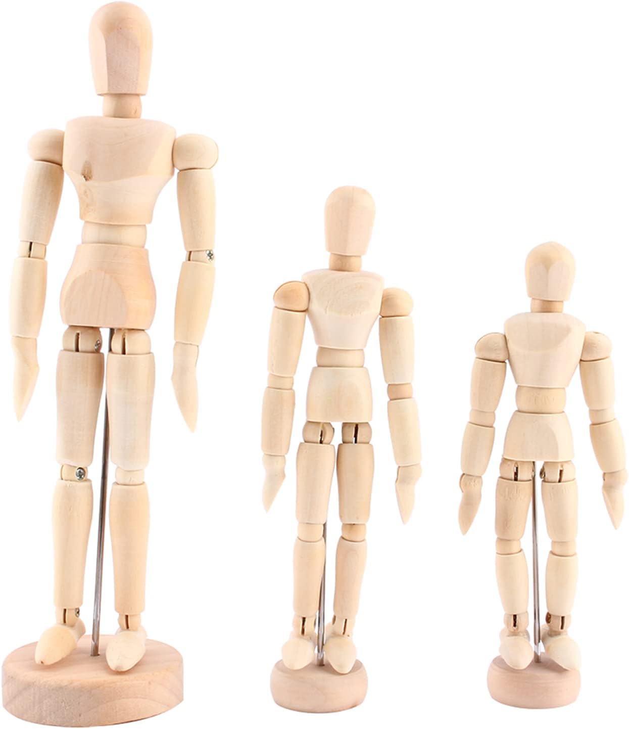 Articulated Wooden Drawing Mannequin, 10.5-Inch Artist Manikin with Round Base for Sketching, Animation Reference, Art Class & Studio Decoration