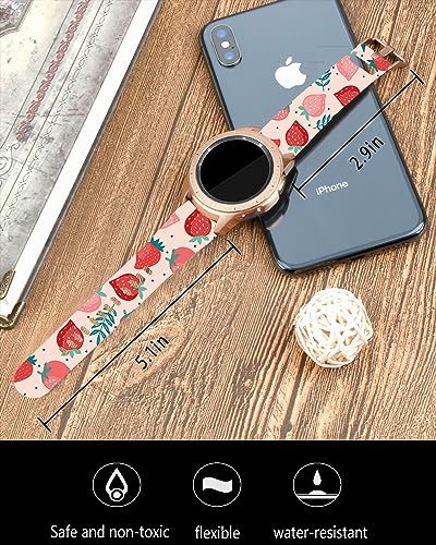 20mm Silicone Sport Bands Compatible forv Galaxy Watch 6/Watch 5/Galaxy Watch 4 40mm 44mm/Classic 42mm 46mm/Watch 3 41mm, Active 2 Watch Bands,Cute Replacement Strap for Women Men(pink starwberry