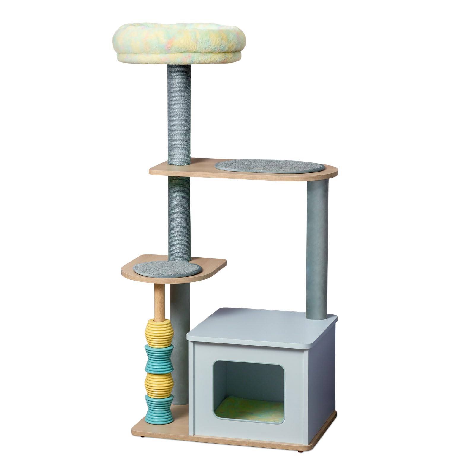 Pawalaya キャットタワー 125cm 水色 Amazon | Pawalaya 猫タワー 125cm 多層猫コンドミニアム サイザル麻