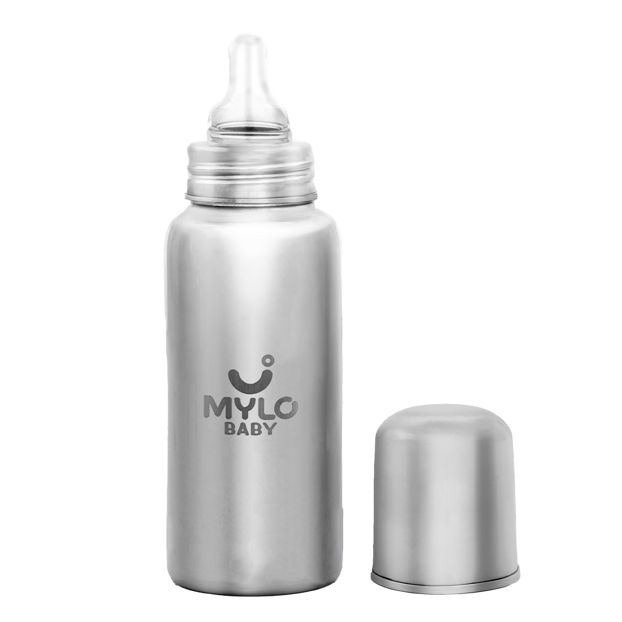 Mylo Baby Stainless Steel Feeding Bottle & Sipper | BPA Free | Anti-Colic | 100% Food Grade | Feels Natural Baby Bottle | Non-Toxic Rust Free (Stainless Steel, 250ml)-image-40