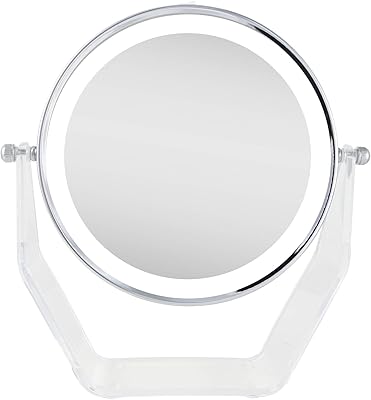 Zadro LED Lighted 8X/1X Magnification Two-Sided Swivel Acrylic Base Vanity Makeup Mirror for Bedroom, Bathroom and Tabletop in Polished Chrome