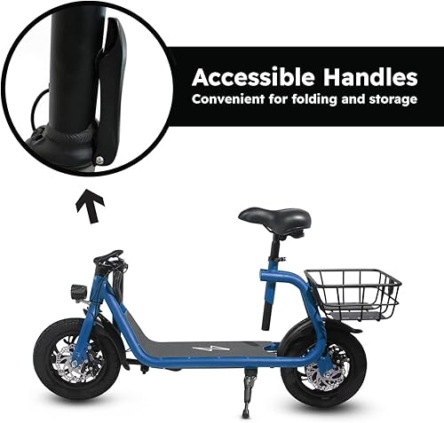 Miniatura 3 de Phantomgogo Commuter R1 - Scooter eléctrico para adultos, 15 MPH 265 libras de carga máxima E ciclomotor para adultos (azul) y bloqueo antirrobo