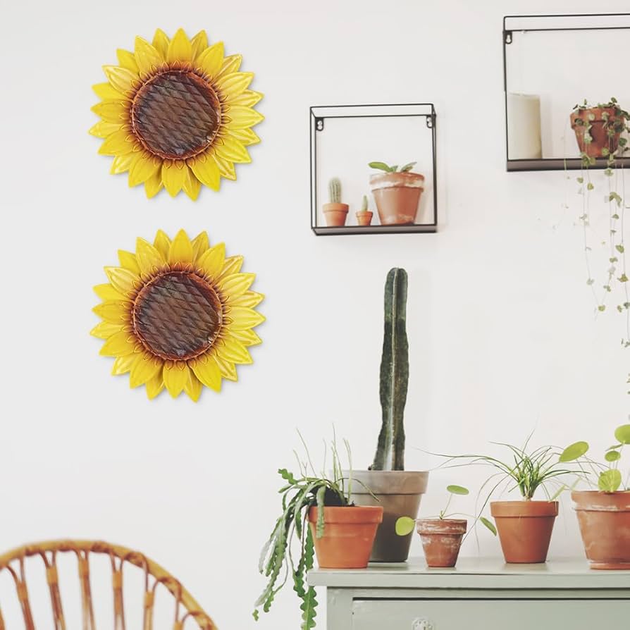 Amazon.com : hogardeck Metal Sunflower Wall Decor - 2 Pcs 11