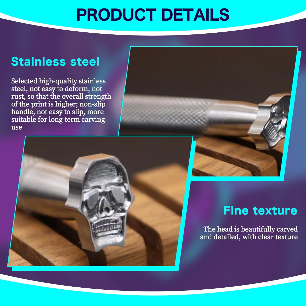 1/2 Inch Craftool Mini 3D Stamp Cowskull Tandy Leather 8800-00