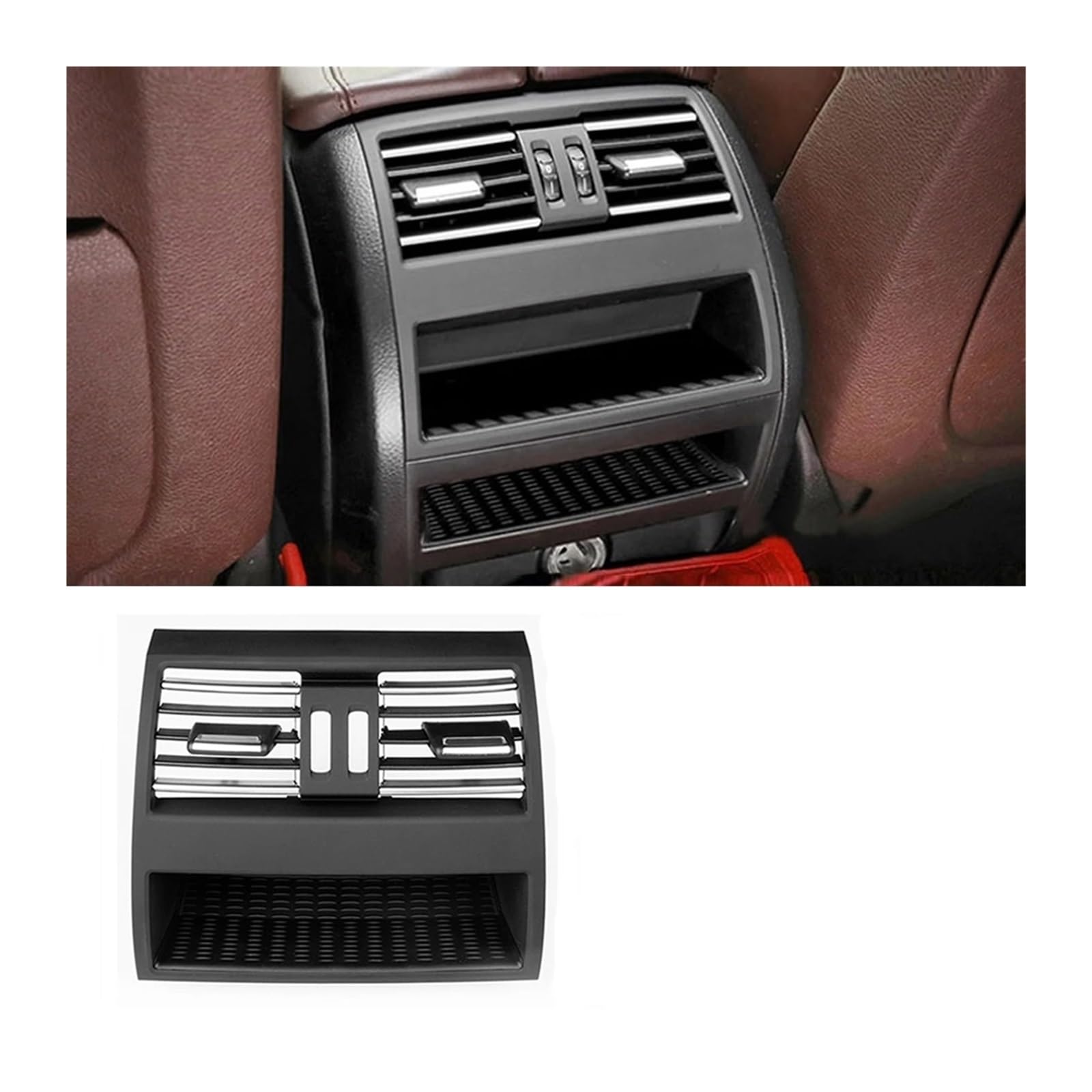 A/C Outlet Air Conditioning Vent Rear Center Console Air Vent Cover Vent Fresh Air Outlet Vents Grille For BMW F10 520D 530d F10 F18 525d 535d 5 Series(A with chrome)