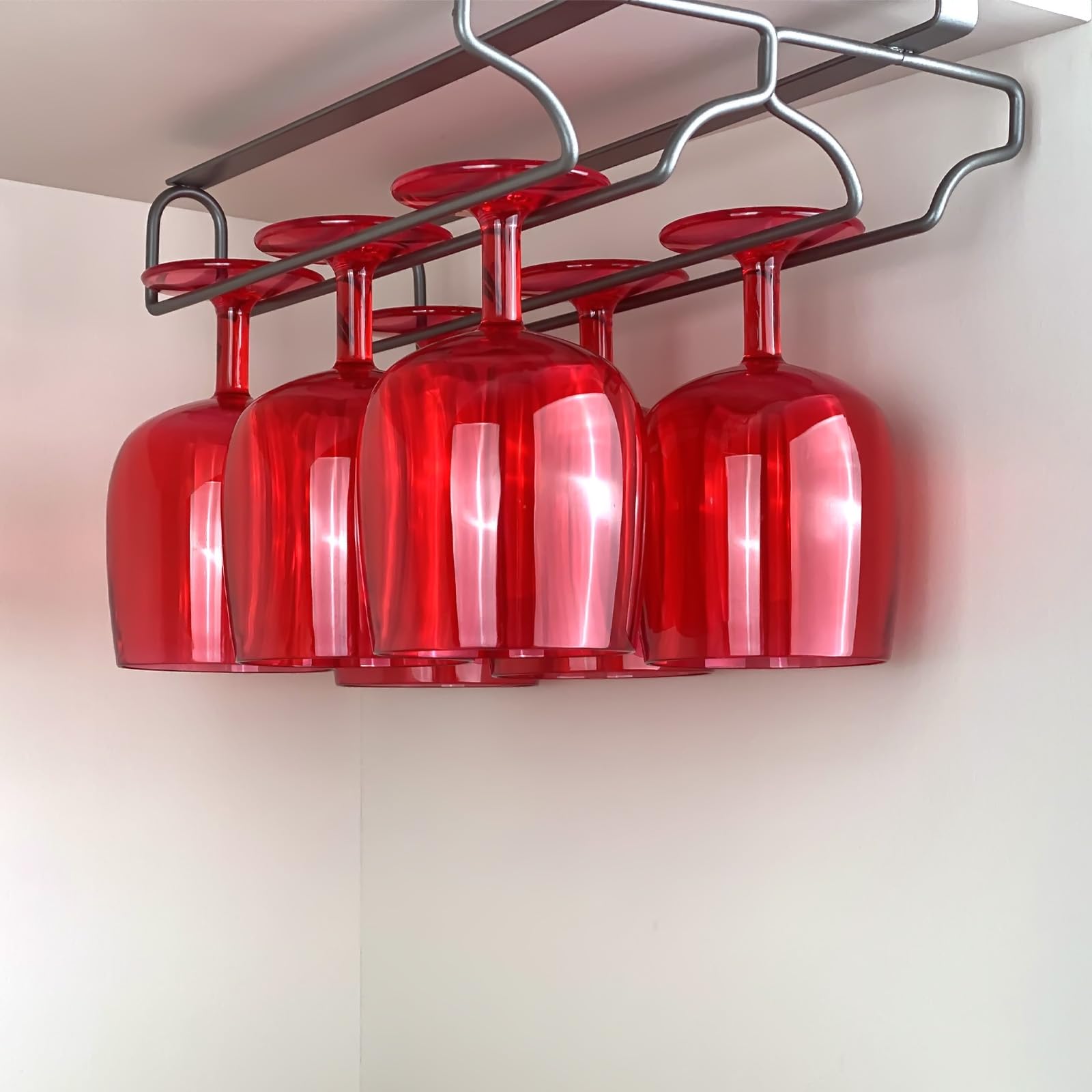 Set di 6 bicchieri da vino in plastica da 350 ml, infrangibili, riutilizzabili, in plastica colorata, impilabili, lavabili in lavastoviglie, senza BPA, ideali per feste (rosso, 340 g)
