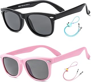 ROCF ROSSINI Flexible Kids Sunglasses Polarized Unbreakable Toddler Sun Glasses for Baby Boys and Girls UV400 with Case, A...