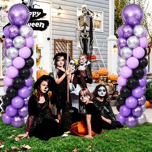Purple and Black Silver Balloon Column Stand Kit Set of 2 for Floor by Zyloon - Used condition - Image 9