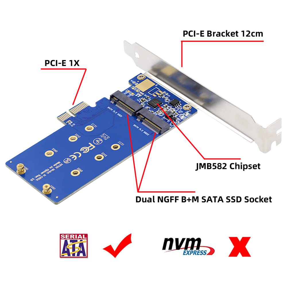 Amazon.co.jp: NFHK デュアル SATA NGFF キー B+M SSD PCI-E 1x