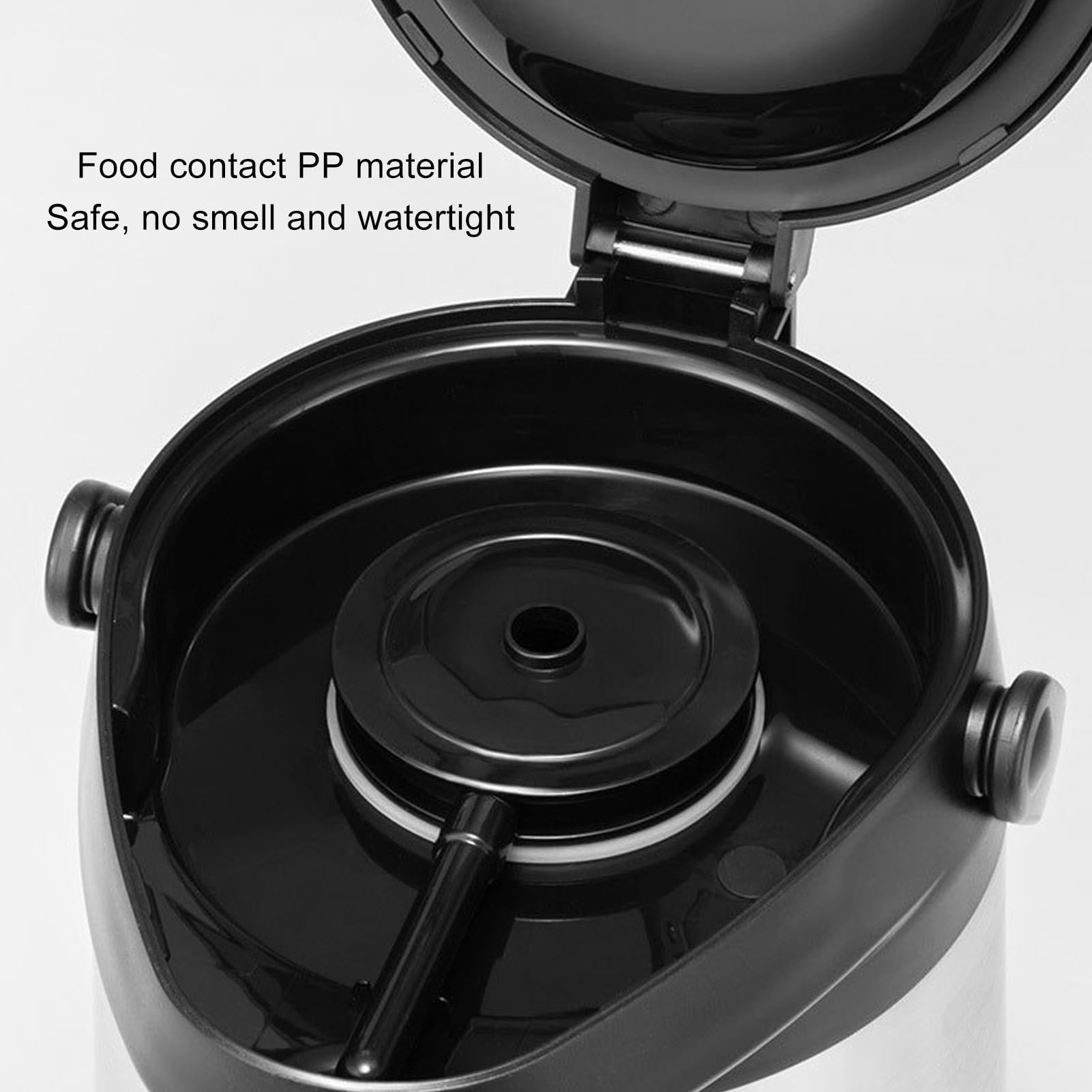 Dispensador de bebidas aislado con bomba, jarra térmica de acero inoxidable de 1,6 l para café frío y caliente, té, chocolate caliente, termo de doble pared para oficina, fiesta (1.9L)
