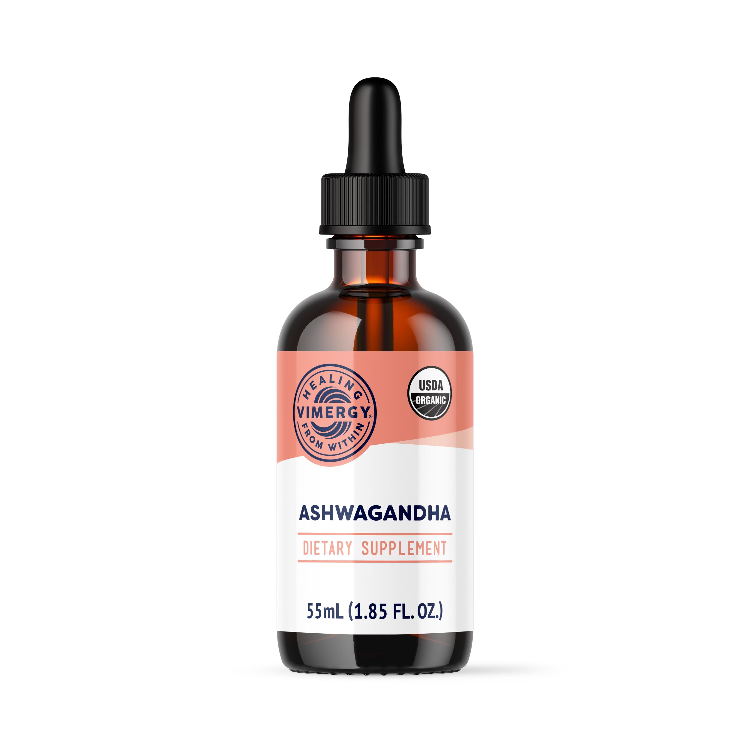 USDA Organic Ashwagandha – Fast-Absorbing Stress Support – Thick, Potent Formula - Vegan, Gluten-Free – 27 Servings (2mL - 48-54 Drops)