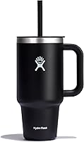 Vista 65 de Hydro Flask - Vaso de viaje con asa, tapa y pajilla, acero inoxidable térmico, 32 onzas, color azul