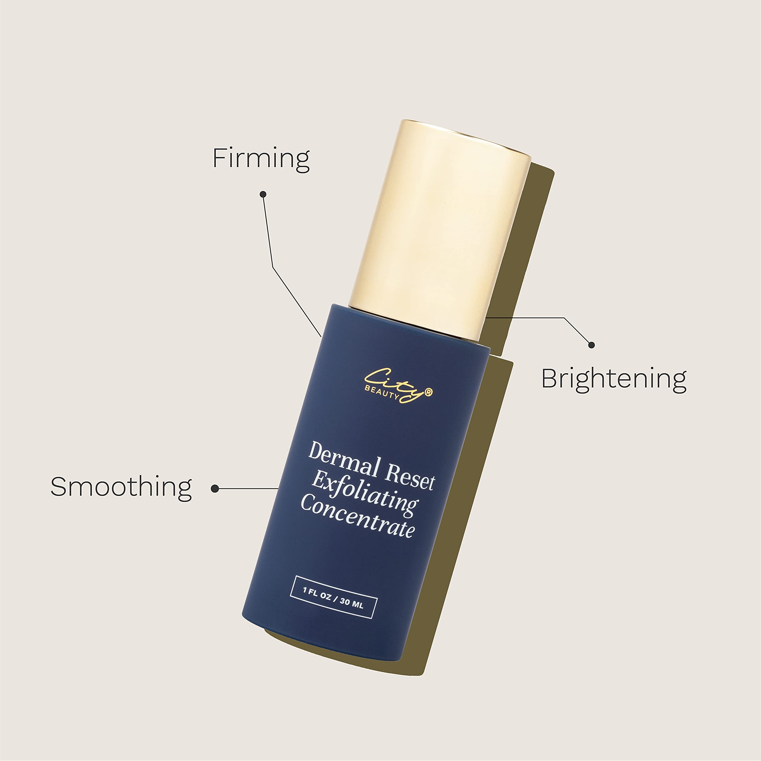 City Beauty Dermal Reset Exfoliating Concentrate - AHA Lactic Acid Daily Facial Exfoliant - Solution For Wrinkles, Texture, Discoloration, & Pores - Anti-Aging Cruelty-Free Skin Care