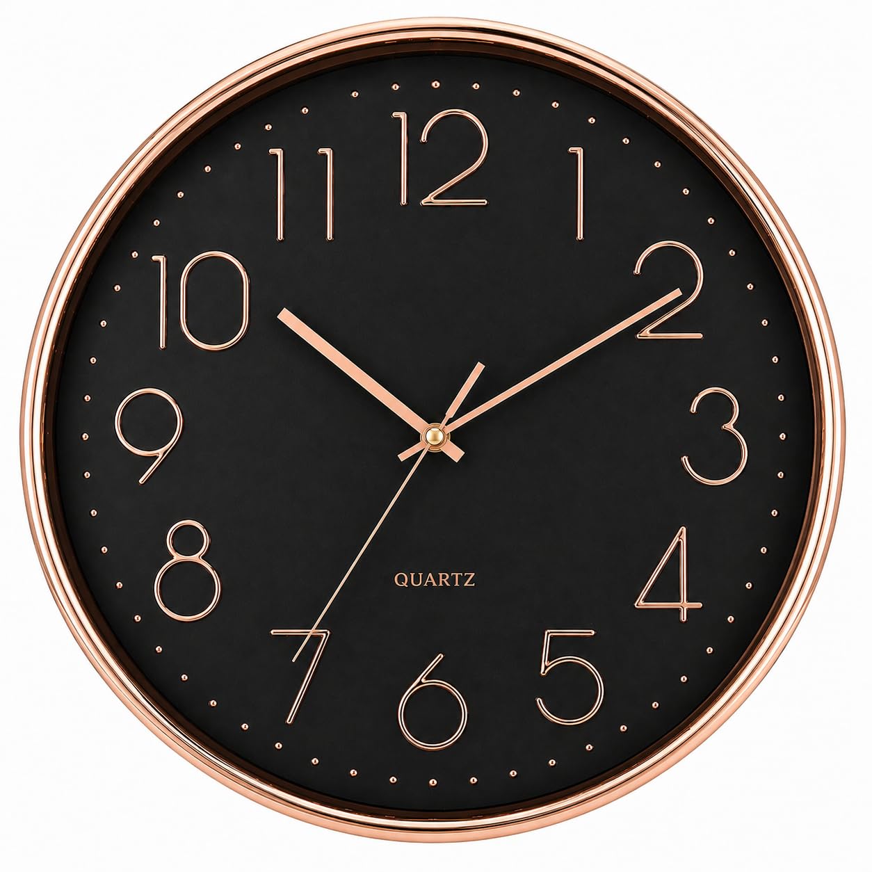 ZHOME Wall Clock 40cm Silent Non Ticking Quartz Battery Operated Modern Decorative Round Wall Clock for Living Room Bedroom Kitchen Office Home Decor Big Easy Read Numbers Minimalist Design (BLACK)