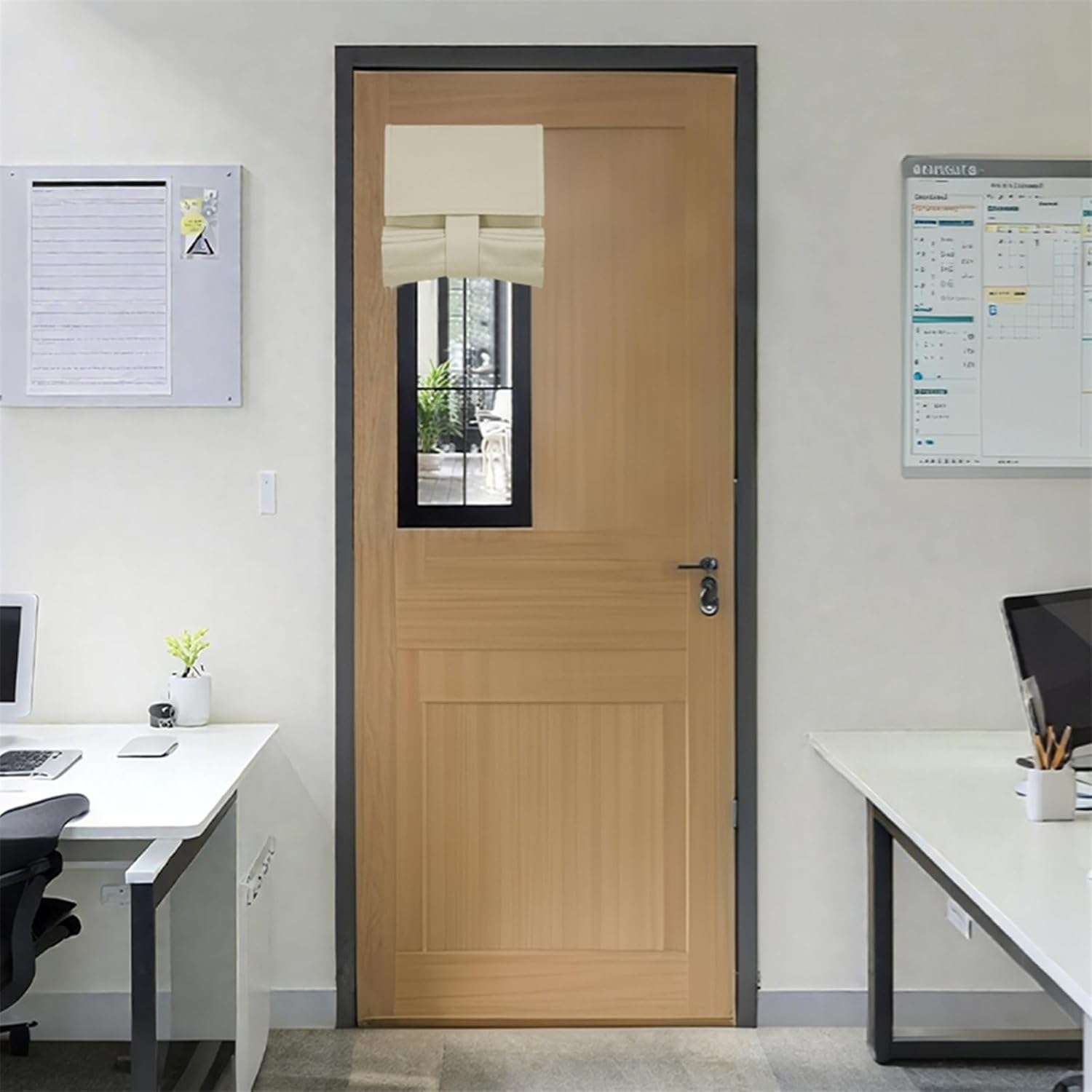 Classroom Window Cover, Sidelight Door Curtain for Small Window, Short Door Blinds Privacy Lockdown Shades for Indoor, Office, 1 Panel, Cream, 30" W x 69" L