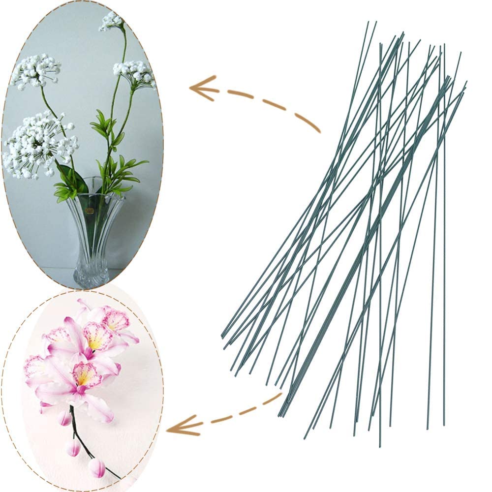 200 Pcs Floral Stem Wire,22 Gauge 16 Inch Floral Stems for Flower Arrangements DIY,Bouquent Stem Wrapping and Crafts,Dark Green
