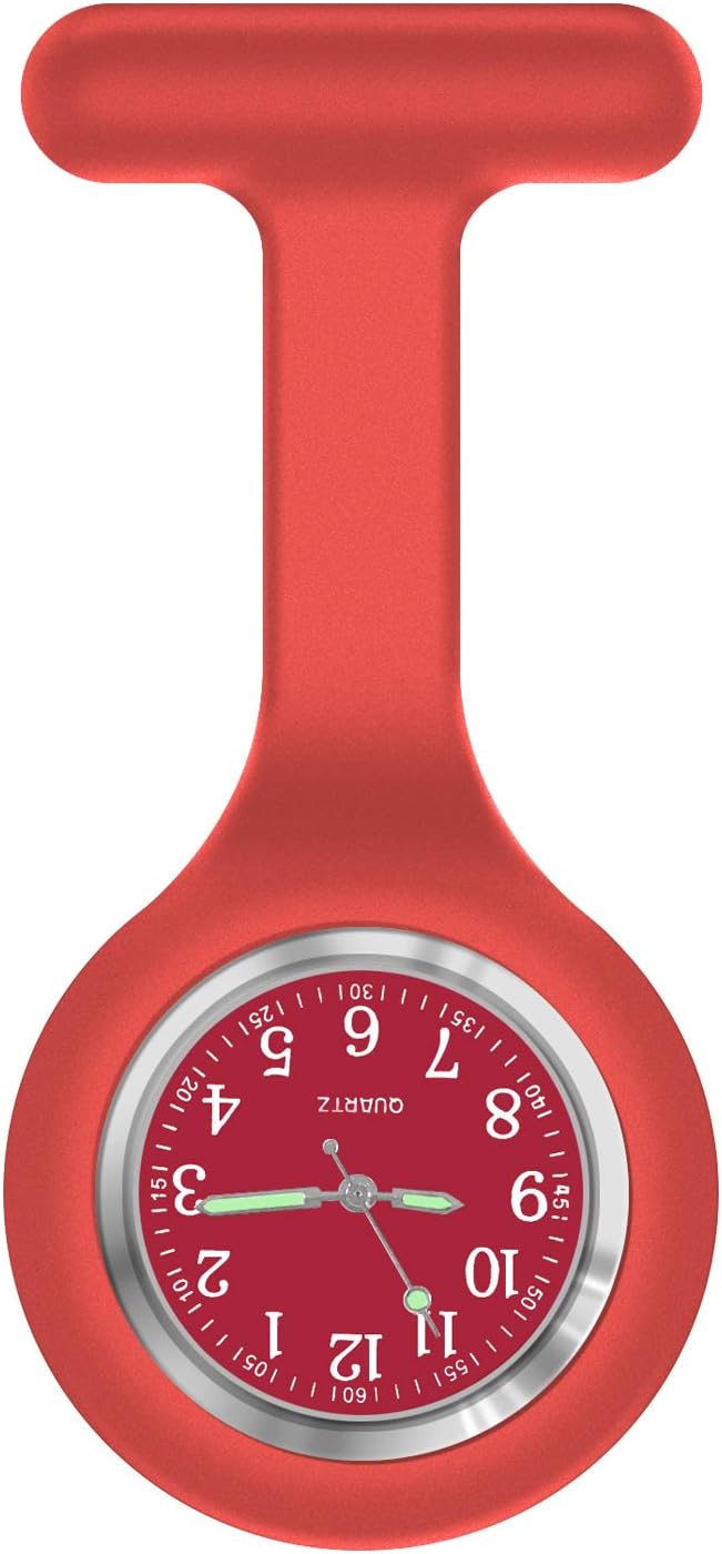 Anzorhal Nurse Watch,Nurse Watch Clip On,Nursing Watch,Clip Watches, Watch with Second Hand,Nurse Watch Nurse Gifts, Red, Quartz Movement