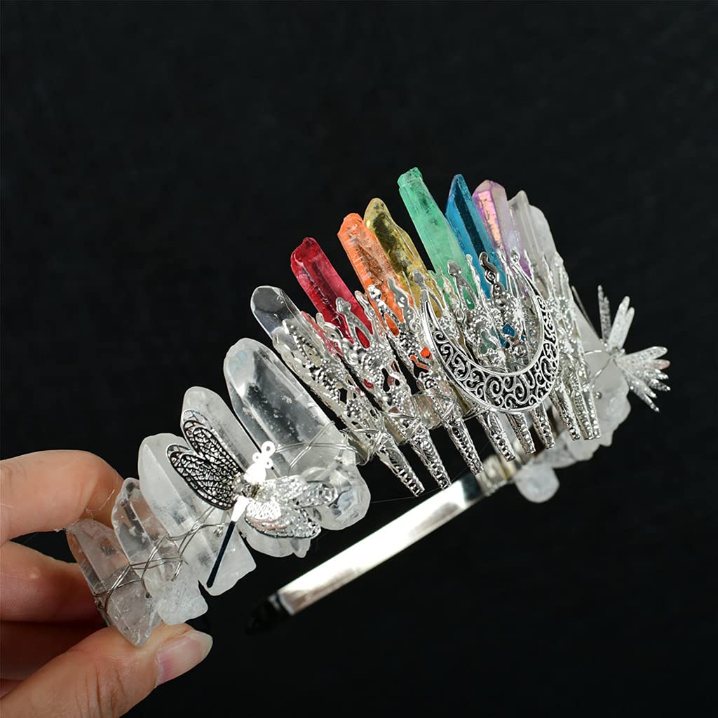 Corone in cristallo di quarzo con elegante copricapo decorativo diademi per capelli accessori per capelli al quarzo con