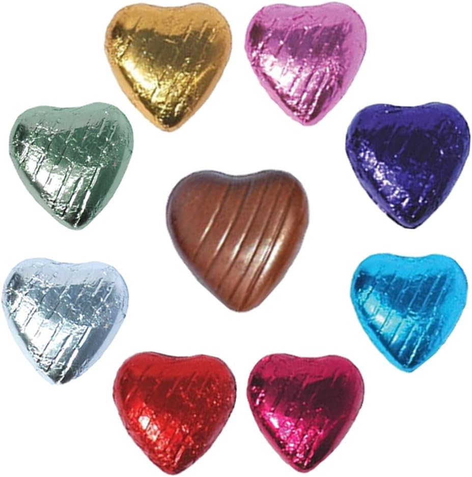 1000 x Multicoloured Foil Wrapped Chocolate Hearts Wedding Party Table Favours in Many Colours