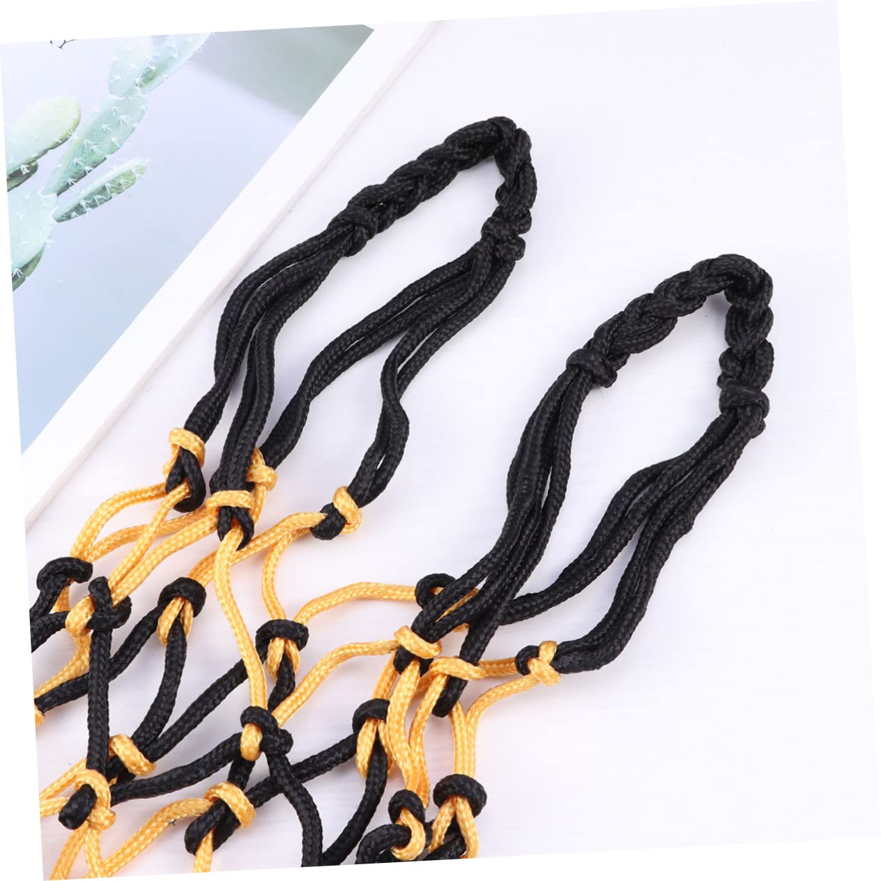 POPETPOP Heavy Duty Mesh Net Bag for Basketball and Soccer Durable Drawstring Storage Carrier Yellow and Black Nylon Design for Sports Equipment for Schools