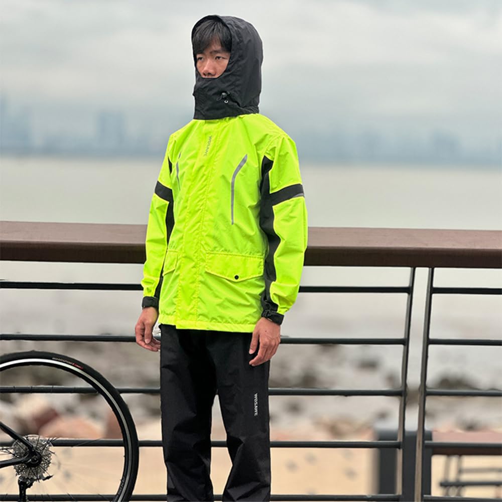 Regenanzug Herren & Dame, Wasserdichter Regenmantel, Regenbekleidung (Jacke + Hose), Atmungsaktives Regenjacke, Motorrad Regenanzug, für Fahrradfahren Radfahren Camping Wandern