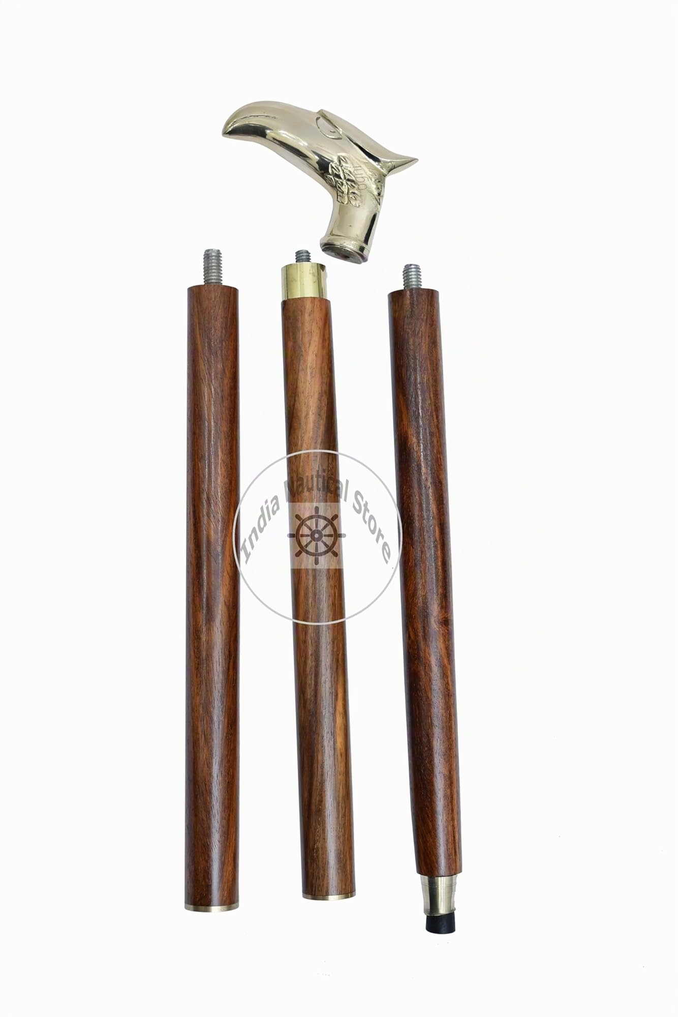 agle Bastone da passeggio in legno con testa di aquila, per uomini e donne, bastone con manico in metallo e ottone piegabile in 3