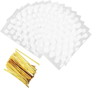 PAMINGONO Xmas 200pcs White Dot Plastic Candy Gift Bags with Tie Wires | Holiday Gift Packaging, Party Favors and Biscuits, Easy Storage, Strong Load Support, White Color