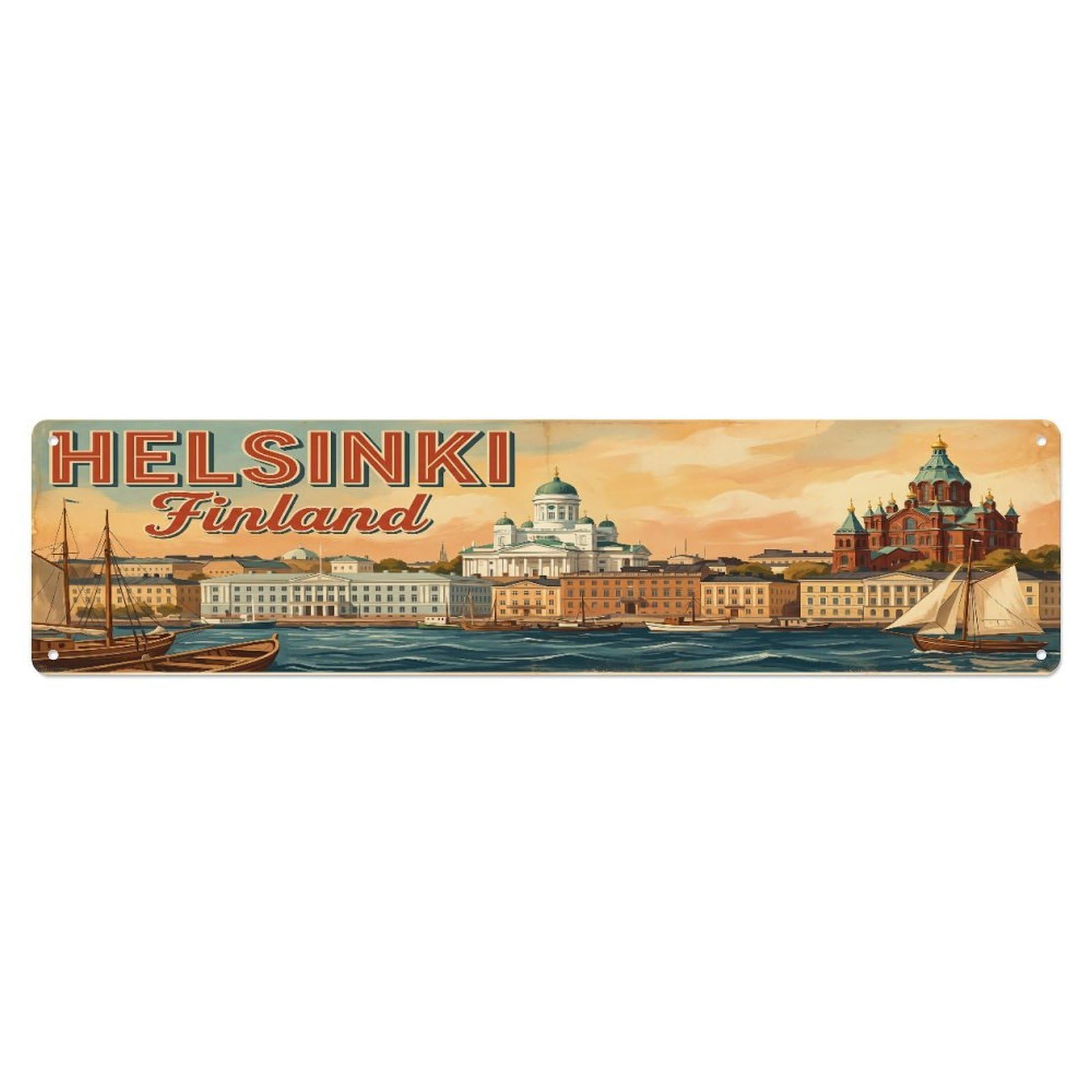 Tgrcjimh Style Metal Tin Sign Helsinki Finland Vintage Travel
