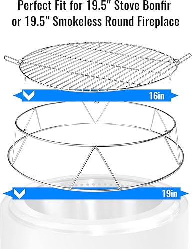 Miniatura 2 de Kit de accesorios para fogata para estufa individual, hoguera de 19.5 pulgadas, soporte para fogata de acero inoxidable y parrilla de cocción con