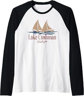 Lake Cushman Washington Outdoors Vintage Raglan Baseball Tee