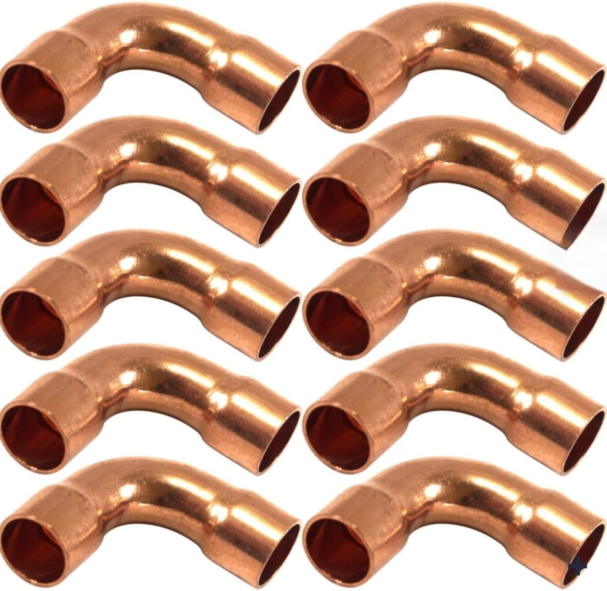 Quality HVAC Copper Fittings USA (10 Pack 3/8 Long Bell 90) LR Refrigerant Copper (ACR)