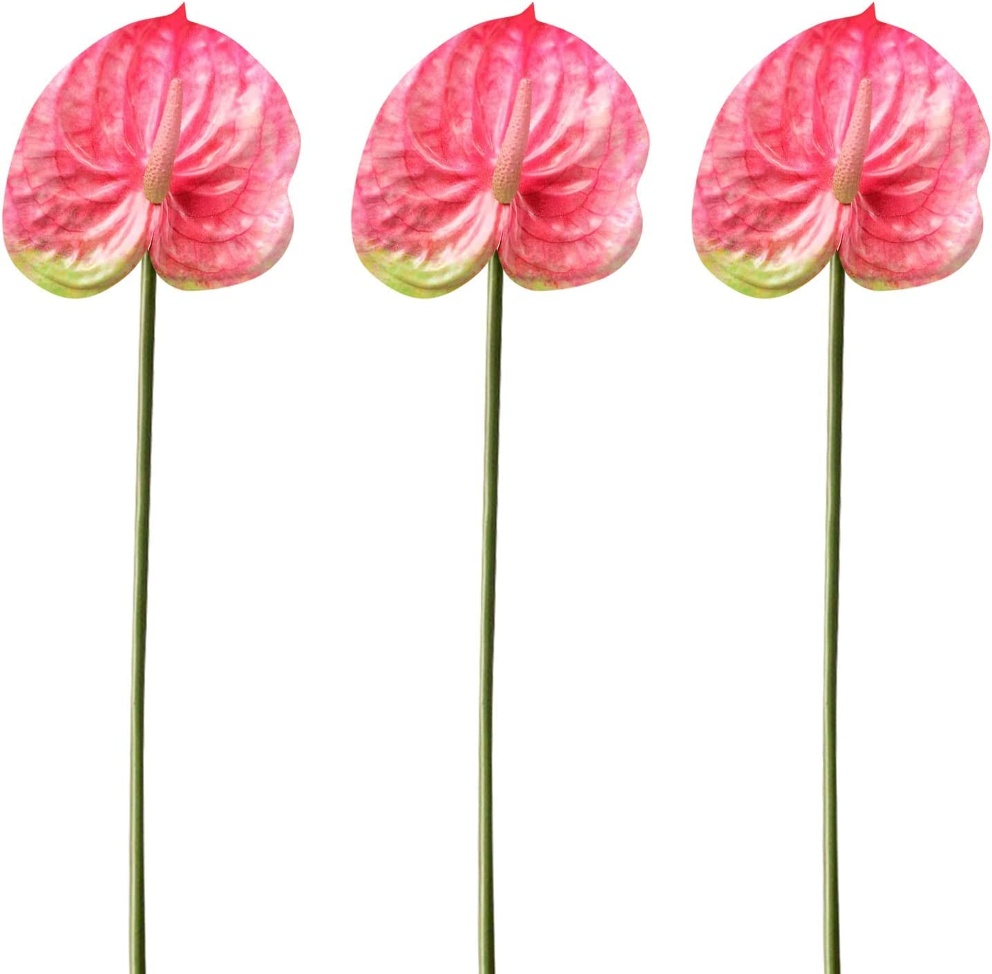 HAOSHICS 22 "Artificial Anthurium Lily Flowers Permanent Flower,3 Pcs Tropical Imitation Plant Flower Bouquets for Table Centerpieces,Bridal Wedding Festival Decor Flower (C)
