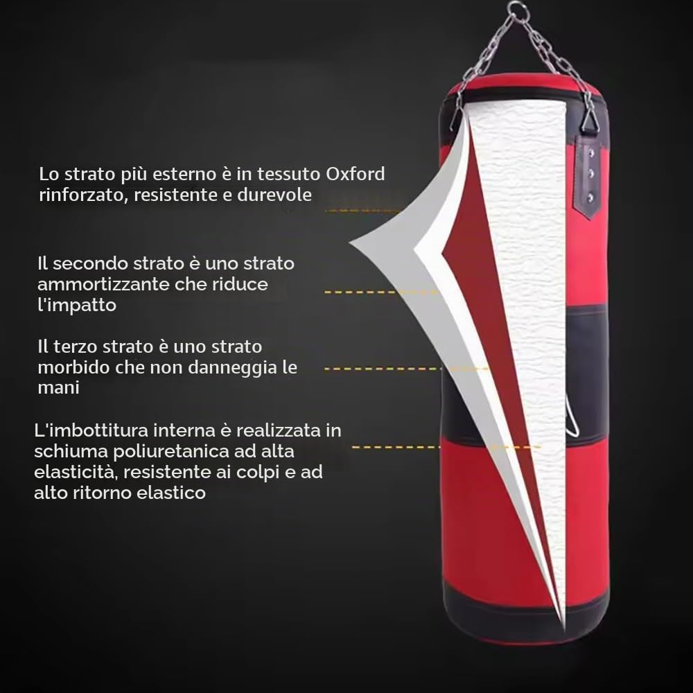 Sacco Da Boxe Da Muro,15PCS Set di sacchi da boxe da appendere,non riempiti,pesanti sacco boxe set da boxe con fasce Rotazione a 360°per Muay Thai