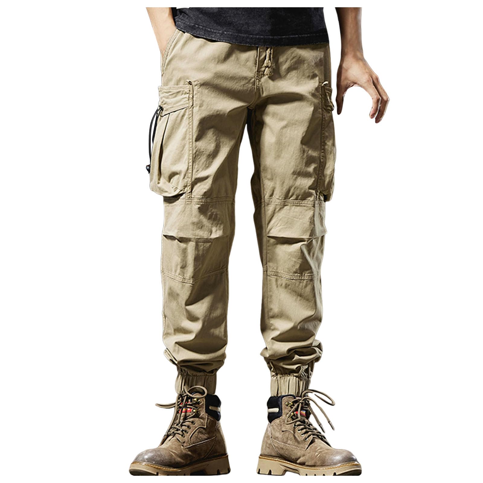 Pantaloni da lavoro da uomo, per il tempo libero, casual, da jogging, per il tempo libero, con tasche con cerniera, pantaloni da spiaggia, pantaloni da jogging, pantaloni estivi leggeri