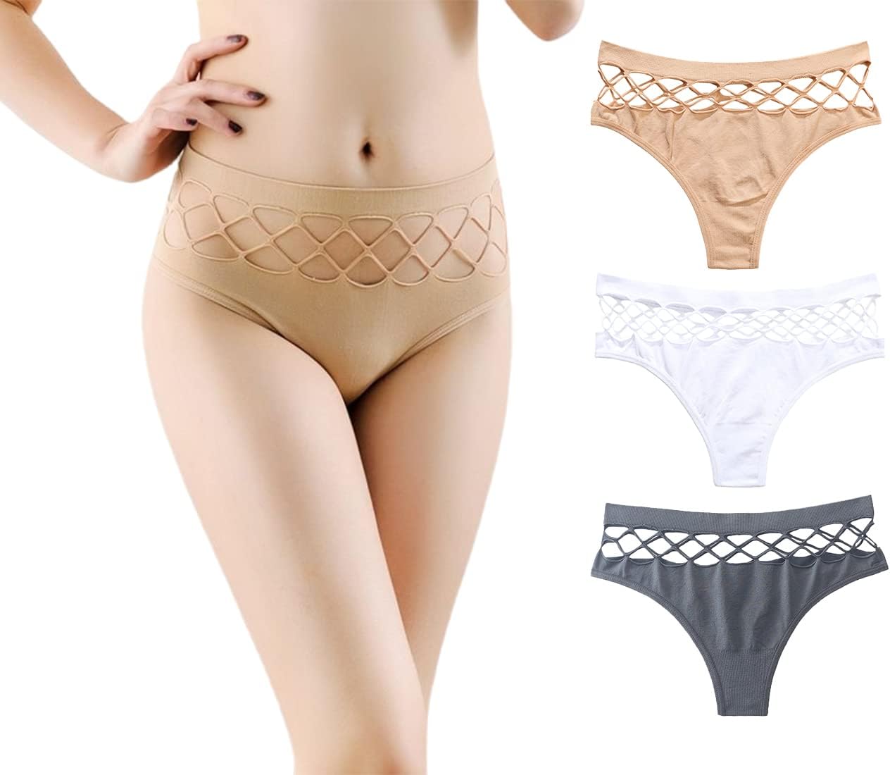 marysgiftThongs for Women Girls Comfort Cotton Underwear Hipster Briefs 3 Pack