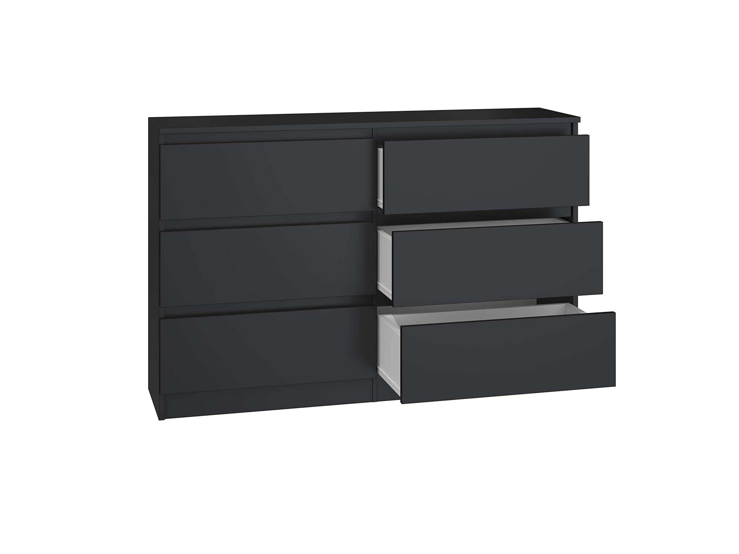 ADGO Malwa M8 120 Comò con 8 Cassetti 120x97x40cm, Classico Armadio con Mensole, per Camera da Letto, Corridoio, Profondo, Autoportante, Salvaspazio (Spedizione in 2Confezioni)(Nero