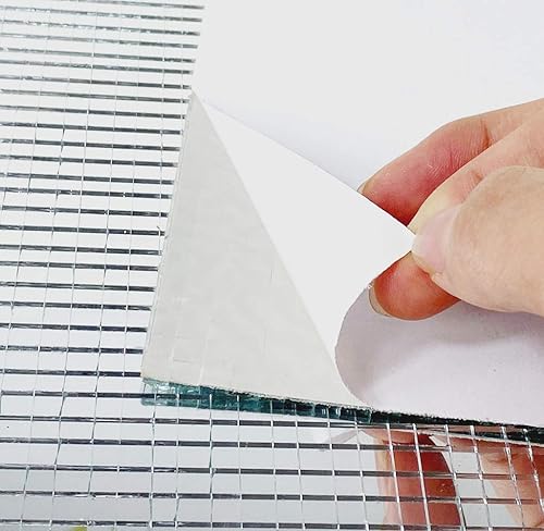 Miniatura 2 de REDODECO Adhesivos de Mosaico de Espejos de Cristal Real en Plata para Manualidades, Azulejos de Cristal Cuadrados Autoadhesivos, 5mm por 5mm