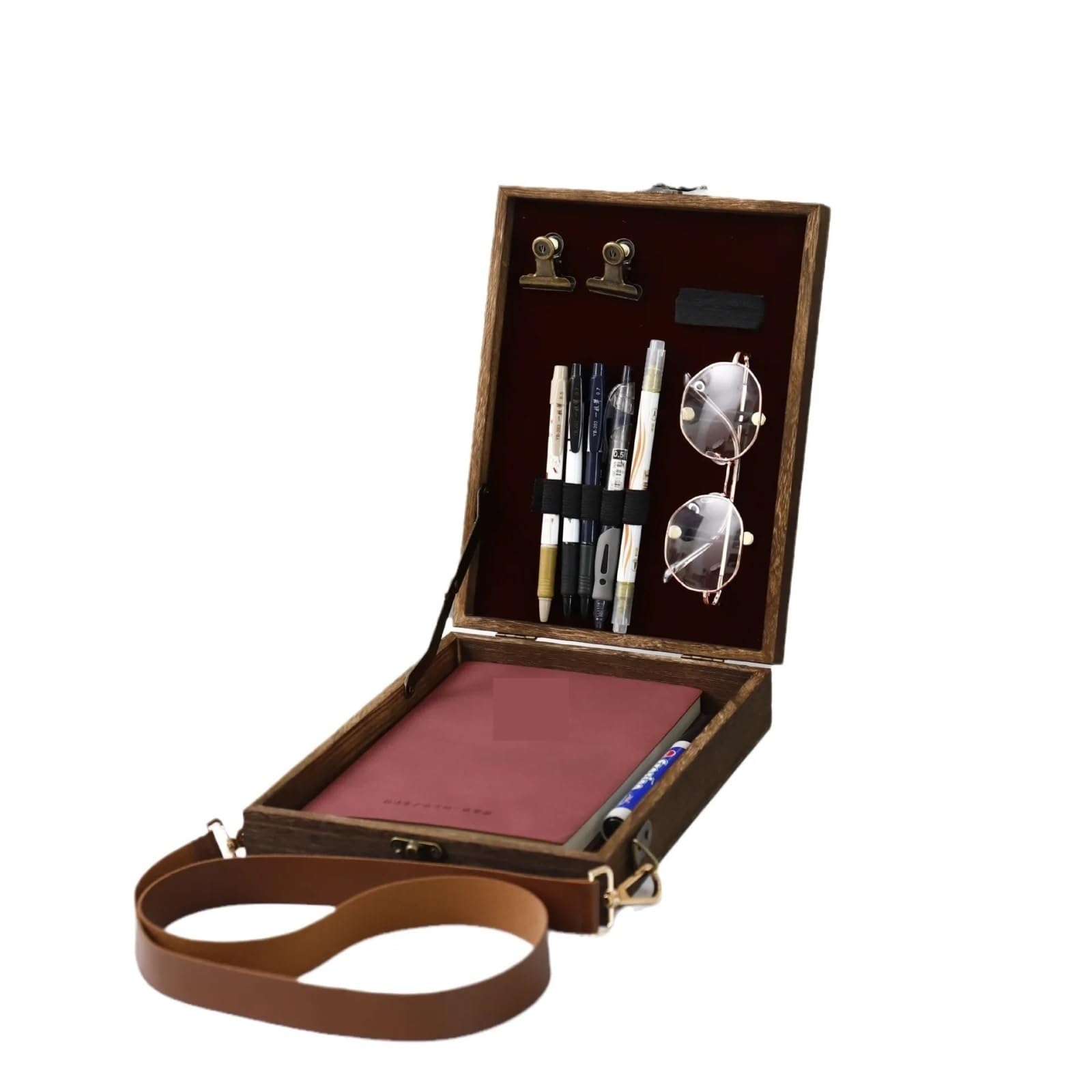 Gxmdsgz Women's One Color Writer Messenger Wooden Box 1 Pc Retro Nostalgic Writers Wood Box Bags Wood Messenger Bags Outdoor Sketch Bags Tool Storage With Lid Souvenir Boxes