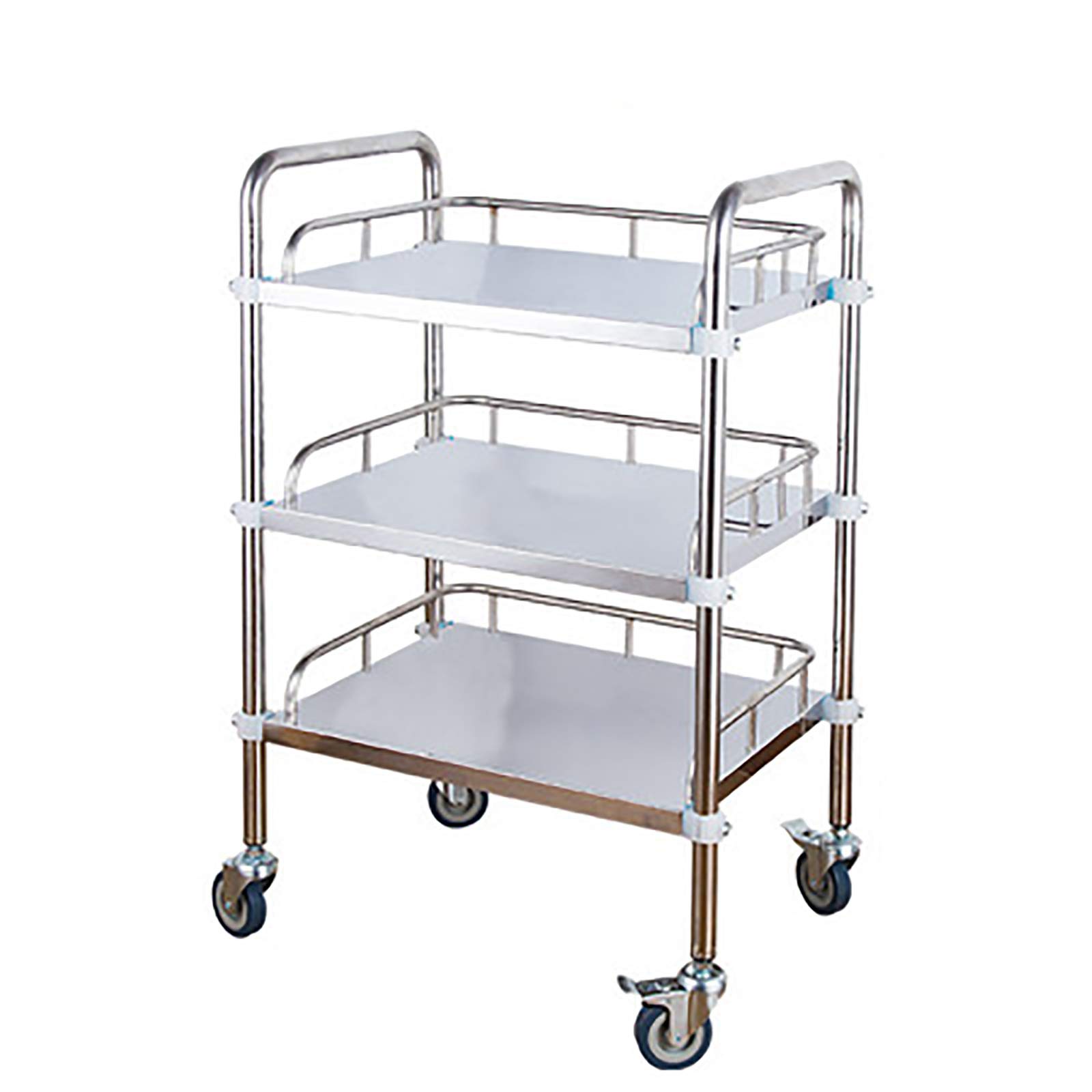 Carro médico con Ruedas, 3 Capas, Carro de Laboratorio de Acero Inoxidable, Carro de Servicio portátil con Ruedas