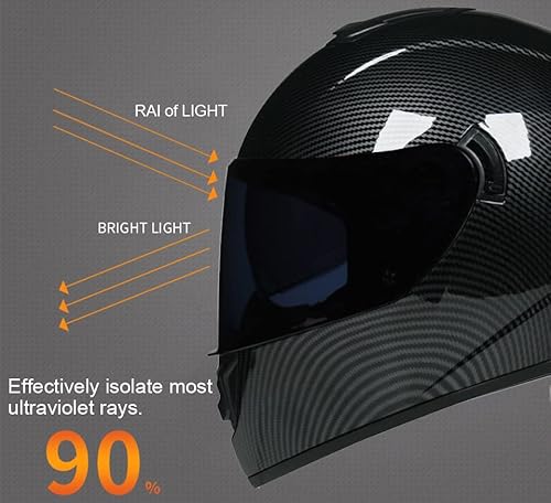 Triperson Full Face Motorcycle Helmet Dot Approved Motorbike Moped Street Bike Racing Crash Helmet, Men And Women (Carbon Fiber Black Lens, Medium) #TOP5