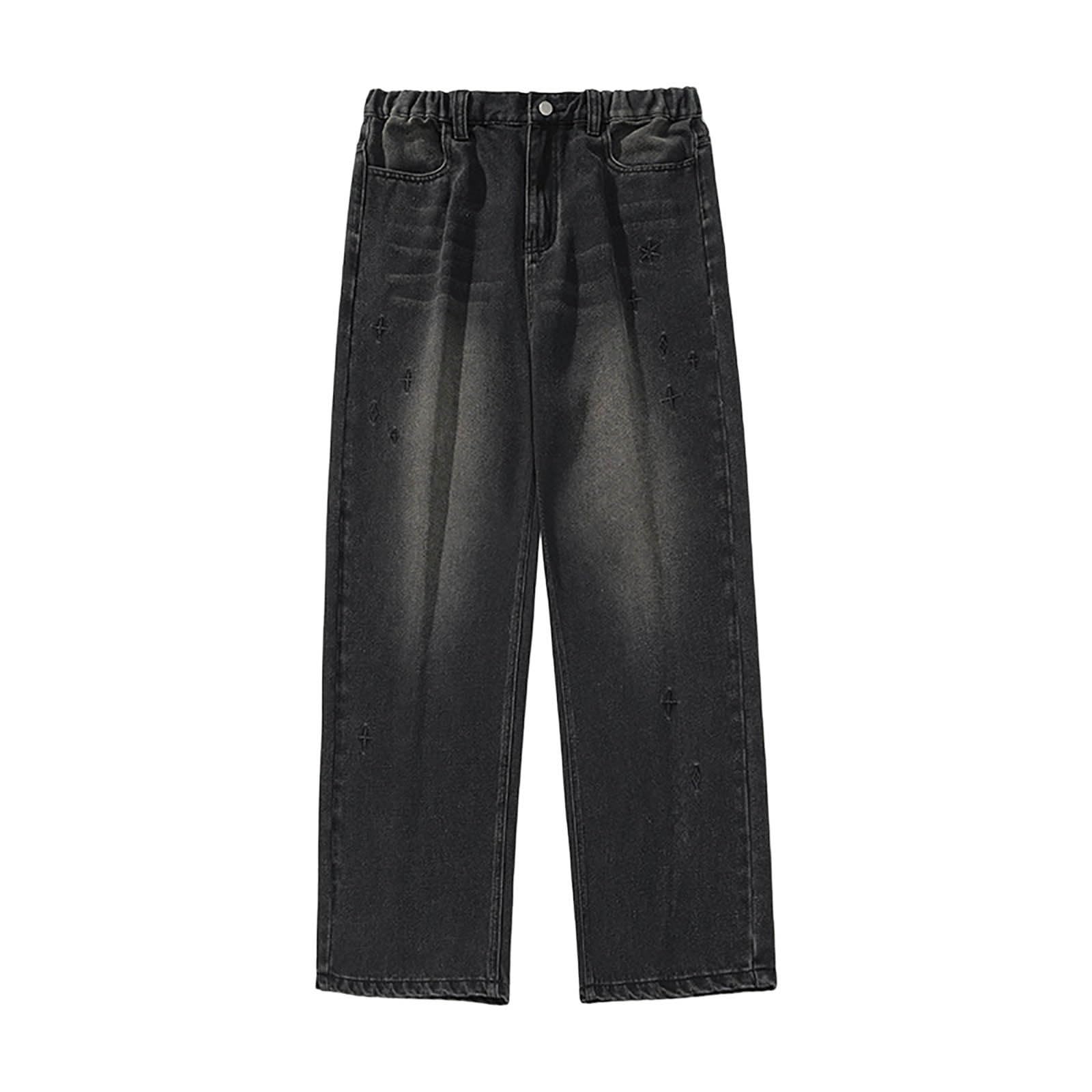 Pantalones Hombre Vaqueros-Pantalones Vaqueros Casuales para Hombre, Estilo, Lavados, semielásticos, con Textura Suelta, Bordados, Rectos