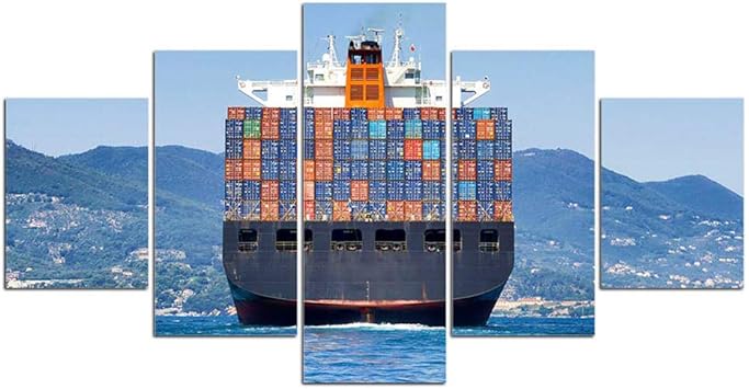 Amazon 背の高い貨物船のイラスト キャンバスプリントアート5枚のモダンなフレームアートなし 家庭のモダンな装飾に適しており 家族の居間やダイニングルームに適しています ウォールステッカー オンライン通販