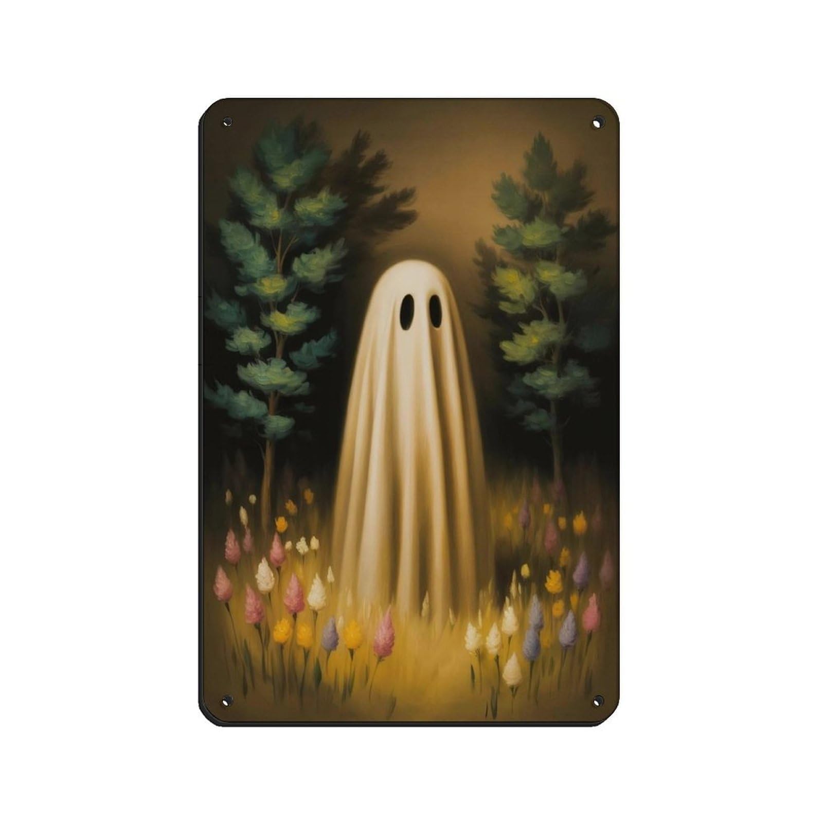 Ghost in The Wildflower Poster, Spooky Art, Tin Sign Vintage Metal Pub Club Cafe Bar Home Wall Art Decoration Poster Retro 8x12inch(20x30cm)