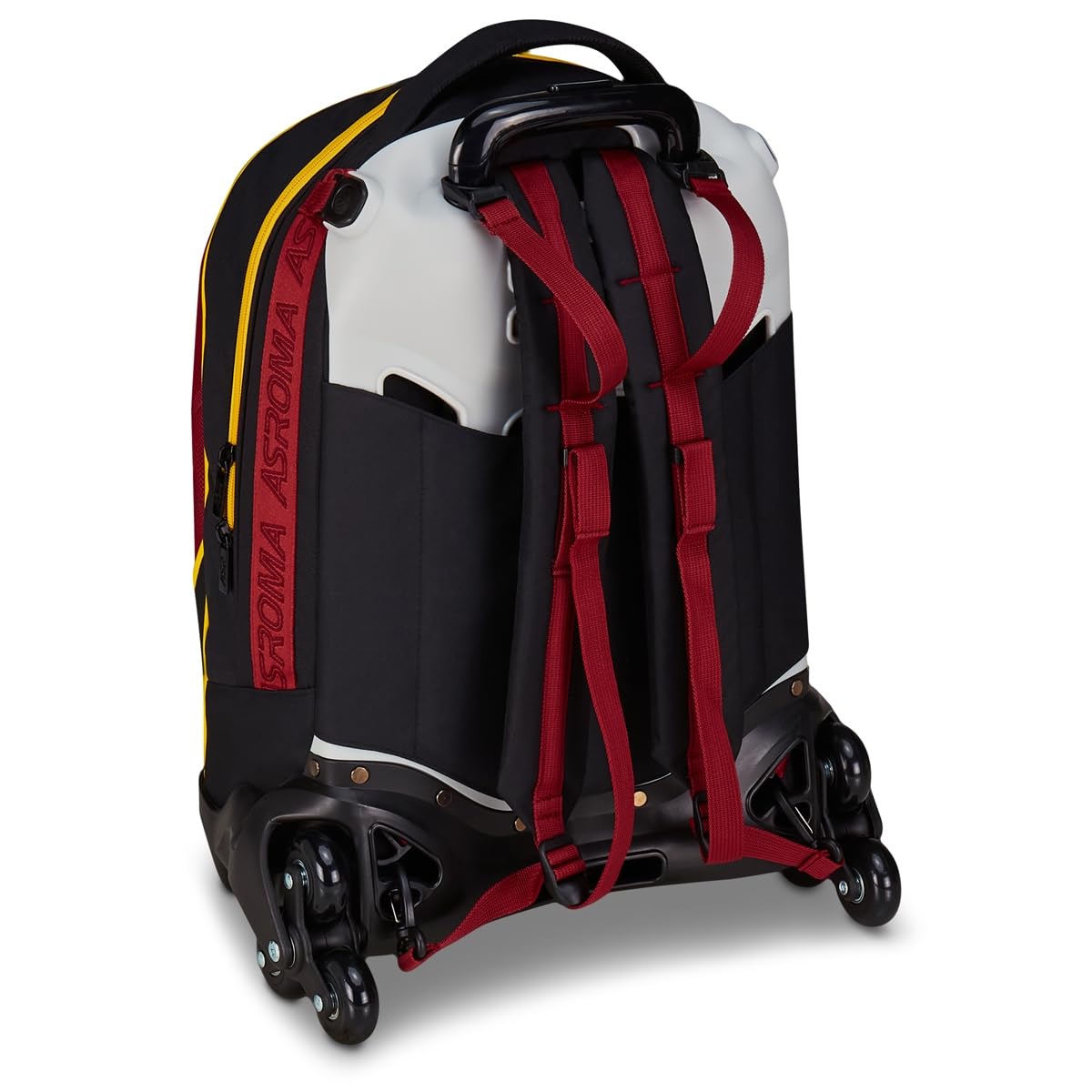 Seven AS Roma Trolley Scuola Jack 3 Ruote, Nero, Zaino Con Carrello Sganciabile Da 33 Litri, Per Scuola Elementare e Media, Bambino, Calcio